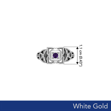 Muladhara Root Chakra with Celtic Designs Solid White Gold Ring WRI2351